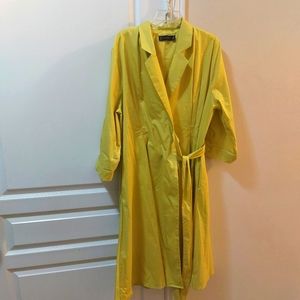 New York and Company Women's  Yellow Wrap Collared Longsleeve Dress Size XXL